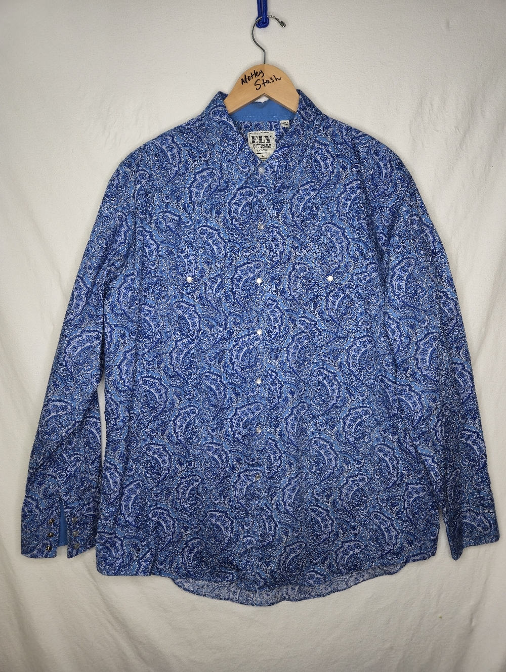 Ely Cattleman Men's Long Sleeved Blue Paisley Western Shirt Size XL